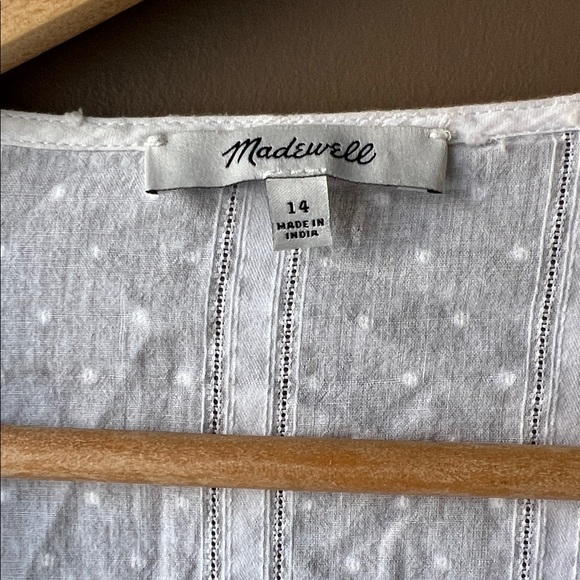 Madewell White Tie-Sleeve Wrap Top in Swiss Dot - Picture 4 of 14